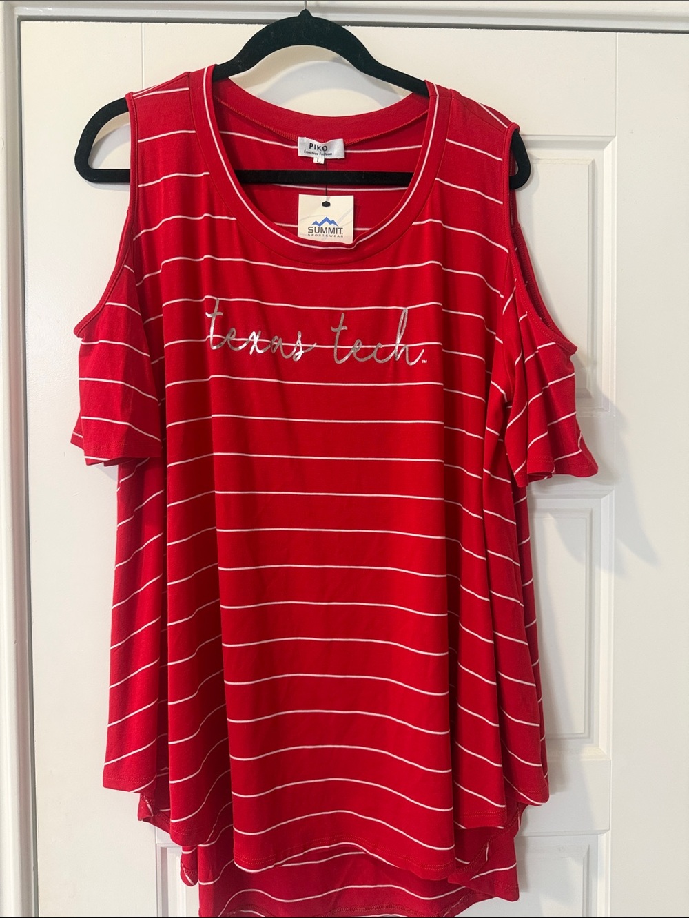 Piko 1988 Red and White Striped Cold-Shoulder Tank Top